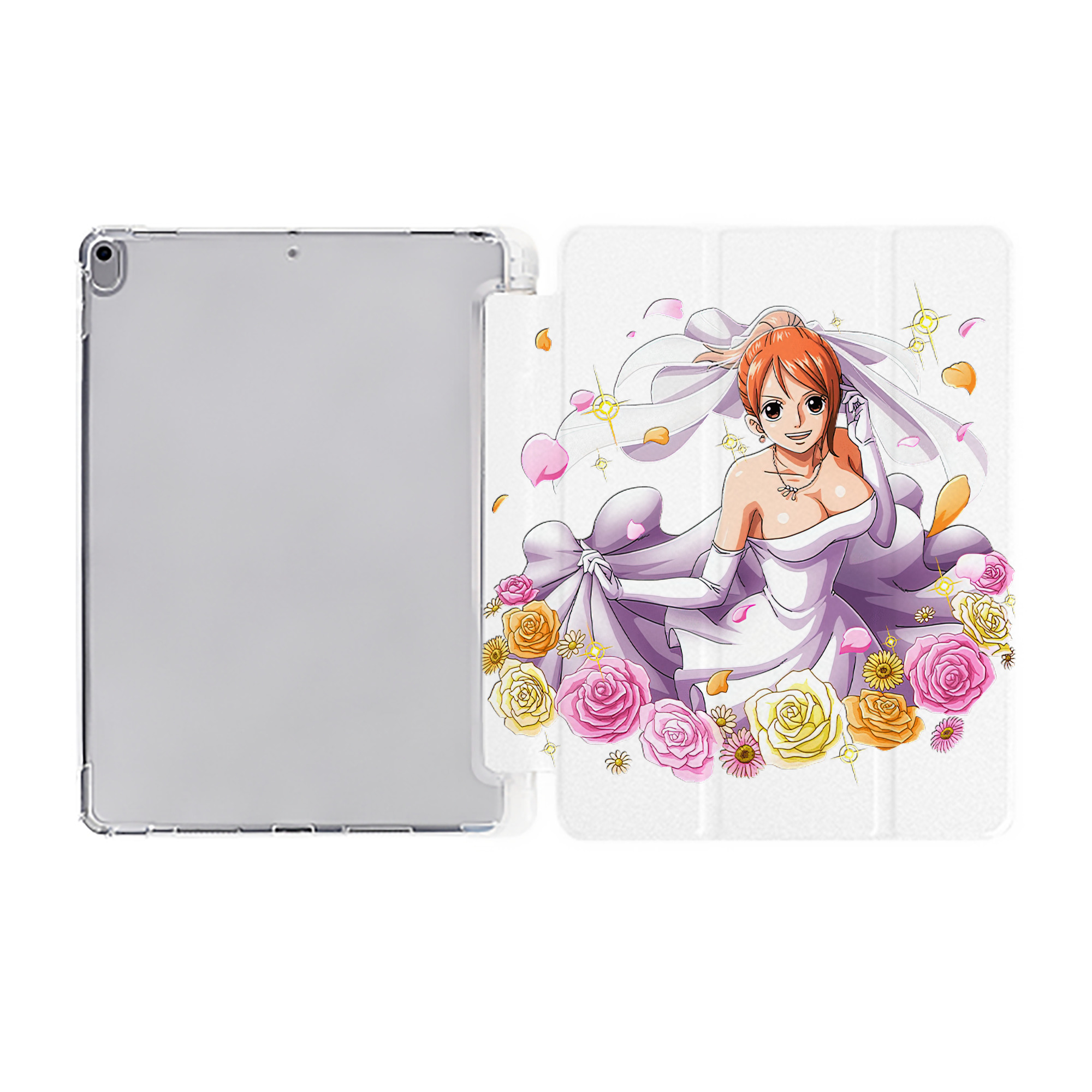 （画像用） ワンピース ナミ ONE PIECE Nami IPad ケース ペン収納付き 三つ折りスタンド PUレザー×シリコン 対応機種9.5/10.5/10.9インチ